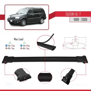 Suzuki XL-7 1999-2006 Arası ile Uyumlu FLY Model Ara Atkı Tavan Barı SİYAH 3 ADET BAR thumb 4
