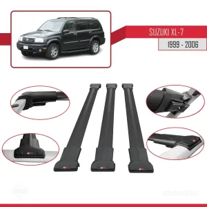 Suzuki XL-7 1999-2006 Arası ile Uyumlu FLY Model Ara Atkı Tavan Barı SİYAH 3 ADET BAR thumb 5