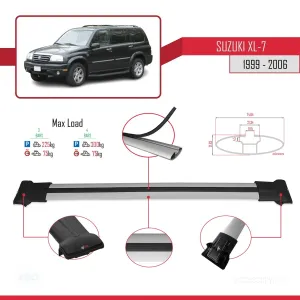 Suzuki XL-7 1999-2006 Arası ile Uyumlu FLY Model Ara Atkı Tavan Barı GRİ 3 ADET BAR thumb 4
