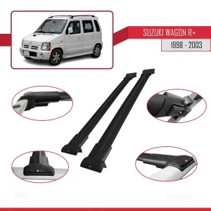 Suzuki Wagon R+ 1998-2003 Arası ile Uyumlu FLY Model Ara Atkı Tavan Barı SİYAH thumb 5