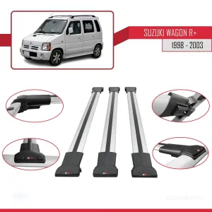 Suzuki Wagon R+ 1998-2003 Arası ile Uyumlu FLY Model Ara Atkı Tavan Barı GRİ 3 ADET BAR thumb 5