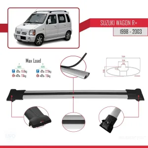 Suzuki Wagon R+ 1998-2003 Arası ile Uyumlu FLY Model Ara Atkı Tavan Barı GRİ thumb 4