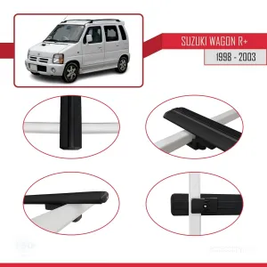 Suzuki Wagon R+ 1998-2003 Arası ile uyumlu Basic Model Ara Atkı Tavan Barı SİYAH 3 ADET thumb 4