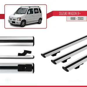 Suzuki Wagon R+ 1998-2003 Arası ile uyumlu Basic Model Ara Atkı Tavan Barı GRİ 3 ADET thumb 3