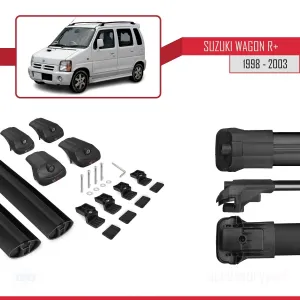 Suzuki Wagon R+ 1998-2003 Arası ile uyumlu ACE-1 Ara Atkı Tavan Barı SİYAH thumb 5