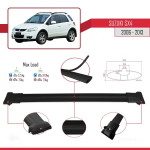 Suzuki SX4 2006-2013 Arası ile Uyumlu FLY Model Ara Atkı Tavan Barı SİYAH 3 ADET BAR thumb 4