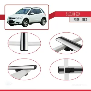 Suzuki SX4 2006-2013 Arası ile uyumlu Basic Model Ara Atkı Tavan Barı GRİ 3 ADET thumb 4
