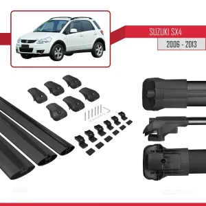 Suzuki SX4 2006-2013 Arası ile uyumlu ACE-1 Ara Atkı Tavan Barı SİYAH 3 ADET BAR thumb 5
