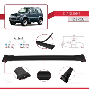 Suzuki Jimny 1998-2018 Arası ile Uyumlu FLY Model Ara Atkı Tavan Barı SİYAH 3 ADET BAR thumb 4
