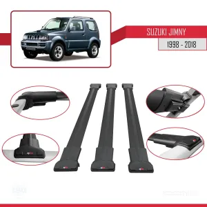 Suzuki Jimny 1998-2018 Arası ile Uyumlu FLY Model Ara Atkı Tavan Barı SİYAH 3 ADET BAR thumb 5