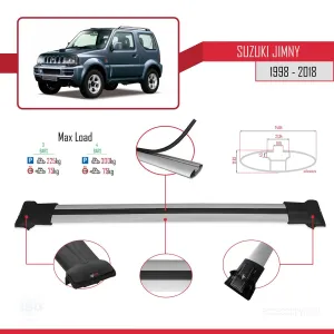 Suzuki Jimny 1998-2018 Arası ile Uyumlu FLY Model Ara Atkı Tavan Barı GRİ 3 ADET BAR thumb 4