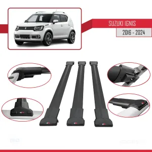 Suzuki Ignıs 2016 ve Sonrası ile Uyumlu FLY Model Ara Atkı Tavan Barı SİYAH 3 ADET BAR thumb 5
