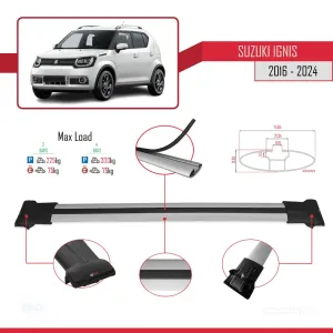 Suzuki Ignıs 2016 ve Sonrası ile Uyumlu FLY Model Ara Atkı Tavan Barı GRİ 3 ADET BAR thumb 4