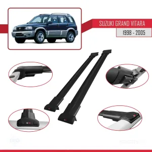 Suzuki Grand Vitara 1998-2005 Arası ile uyumlu FLY Model Ara Atkı Tavan Barı SİYAH thumb 5