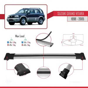 Suzuki Grand Vitara 1998-2005 Arası ile uyumlu FLY Model Ara Atkı Tavan Barı GRİ thumb 4