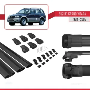Suzuki Grand Vitara 1998-2005 Arası ile uyumlu ACE-1 Ara Atkı Tavan Barı SİYAH 3 ADET BAR thumb 5