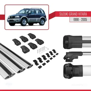 Suzuki Grand Vitara 1998-2005 Arası ile uyumlu ACE-1 Ara Atkı Tavan Barı GRİ 3 ADET BAR thumb 5