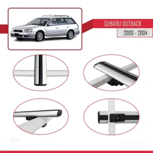 Subaru Outback 2000-2004 Arası ile uyumlu Basic Model Ara Atkı Tavan Barı GRİ 3 ADET thumb 4