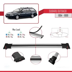 Subaru Outback 1994-1999 Arası ile uyumlu FLY Model Ara Atkı Tavan Barı GRİ thumb 4