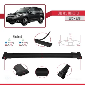Subaru Forester 2013-2018 Arası ile Uyumlu FLY Model Ara Atkı Tavan Barı SİYAH 3 ADET BAR thumb 4