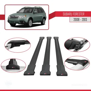 Subaru Forester 2008-2013 Arası ile Uyumlu FLY Model Ara Atkı Tavan Barı SİYAH 3 ADET BAR thumb 5