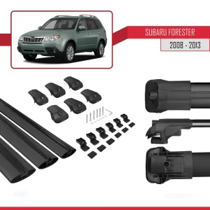 Subaru Forester 2008-2013 Arası ile uyumlu ACE-1 Ara Atkı Tavan Barı SİYAH 3 ADET BAR thumb 5