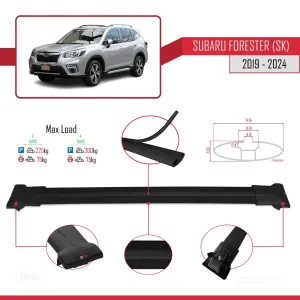 Subaru Forester (SK) 2019 ve Sonrası ile Uyumlu FLY Model Ara Atkı Tavan Barı SİYAH 3 ADET BAR thumb 4