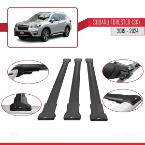 Subaru Forester (SK) 2019 ve Sonrası ile Uyumlu FLY Model Ara Atkı Tavan Barı SİYAH 3 ADET BAR thumb 5