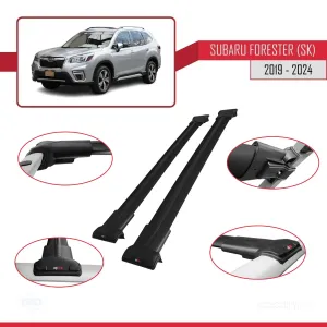 Subaru Forester (SK) 2019 ve Sonrası ile Uyumlu FLY Model Ara Atkı Tavan Barı SİYAH thumb 5