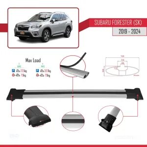 Subaru Forester (SK) 2019 ve Sonrası ile Uyumlu FLY Model Ara Atkı Tavan Barı GRİ 3 ADET BAR thumb 4