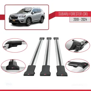 Subaru Forester (SK) 2019 ve Sonrası ile Uyumlu FLY Model Ara Atkı Tavan Barı GRİ 3 ADET BAR thumb 5