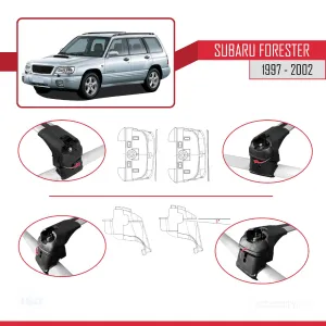 Subaru Forester (SF) 1997-2002 Arası ile uyumlu ACE-2 Ara Atkı Tavan Barı GRİ thumb 4