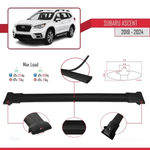 Subaru Ascent 2019 ve Sonrası ile Uyumlu FLY Model Ara Atkı Tavan Barı SİYAH 3 ADET BAR thumb 4