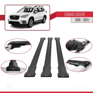 Subaru Ascent 2019 ve Sonrası ile Uyumlu FLY Model Ara Atkı Tavan Barı SİYAH 3 ADET BAR thumb 5