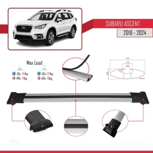Subaru Ascent 2019 ve Sonrası ile Uyumlu FLY Model Ara Atkı Tavan Barı GRİ thumb 4