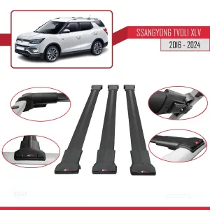 Ssangyong Tivoli XLV 2016 ve Sonrası ile Uyumlu FLY Model Ara Atkı Tavan Barı SİYAH 3 ADET BAR thumb 5