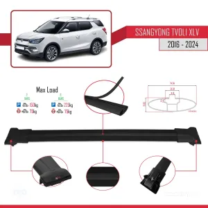 Ssangyong Tivoli XLV 2016 ve Sonrası ile Uyumlu FLY Model Ara Atkı Tavan Barı SİYAH thumb 4