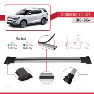 Ssangyong Tivoli XLV 2016 ve Sonrası ile Uyumlu FLY Model Ara Atkı Tavan Barı GRİ 3 ADET BAR thumb 4