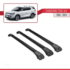 Ssangyong Tivoli XLV 2016 ve Sonrası ile uyumlu ACE-1 Ara Atkı Tavan Barı SİYAH 3 ADET BAR thumb 3
