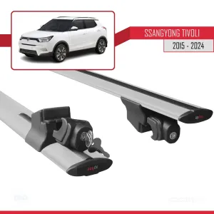 Ssangyong Tivoli 2015 ve Sonrası ile uyumlu HOOK Model Anahtar Kilitli Ara Atkı Tavan Barı GRİ thumb 5