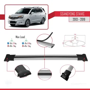 Ssangyong Stavic 2013-2019 Arası ile uyumlu FLY Model Ara Atkı Tavan Barı GRİ 3 ADET BAR thumb 4