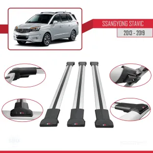 Ssangyong Stavic 2013-2019 Arası ile uyumlu FLY Model Ara Atkı Tavan Barı GRİ 3 ADET BAR thumb 5