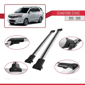 Ssangyong Stavic 2013-2019 Arası ile uyumlu FLY Model Ara Atkı Tavan Barı GRİ thumb 5