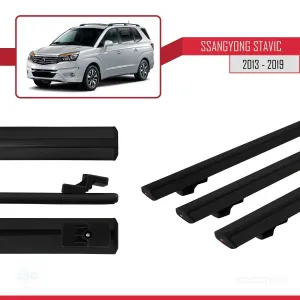 Ssangyong Stavic 2013-2019 Arası ile uyumlu Basic Model Ara Atkı Tavan Barı SİYAH 3 ADET thumb 3