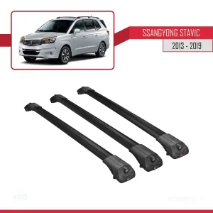 Ssangyong Stavic 2013-2019 Arası ile uyumlu ACE-1 Ara Atkı Tavan Barı SİYAH 3 ADET BAR thumb 3