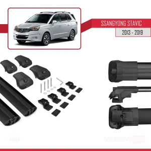 Ssangyong Stavic 2013-2019 Arası ile uyumlu ACE-1 Ara Atkı Tavan Barı SİYAH thumb 5