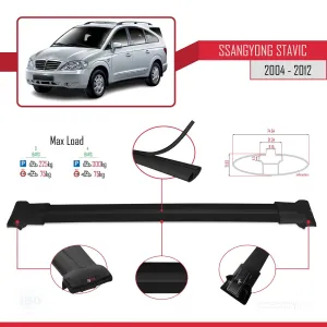 Ssangyong Stavic 2004-2012 Arası ile uyumlu FLY Model Ara Atkı Tavan Barı SİYAH 3 ADET BAR thumb 4