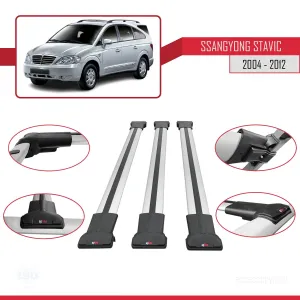 Ssangyong Stavic 2004-2012 Arası ile uyumlu FLY Model Ara Atkı Tavan Barı GRİ 3 ADET BAR thumb 5
