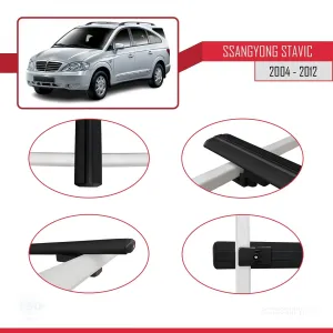Ssangyong Stavic 2004-2012 Arası ile uyumlu Basic Model Ara Atkı Tavan Barı SİYAH 3 ADET thumb 4