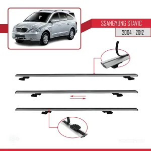 Ssangyong Stavic 2004-2012 Arası ile uyumlu Basic Model Ara Atkı Tavan Barı GRİ 3 ADET thumb 5
